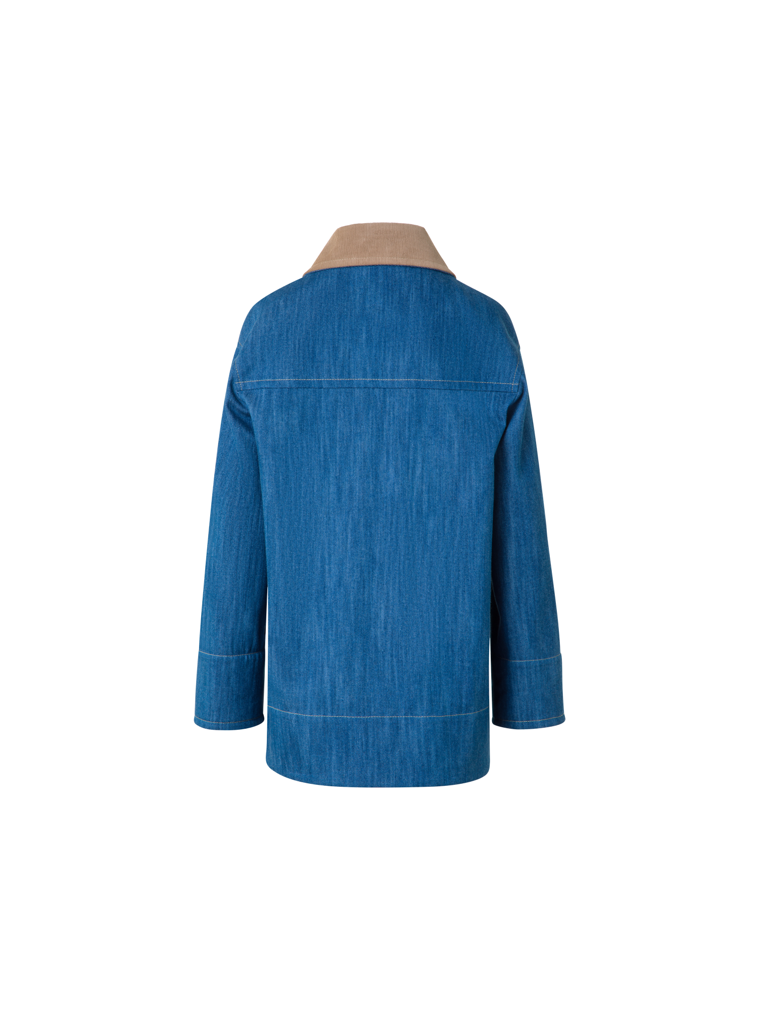 Designer Oversized Cotton Stretch Denim Parka - blue - multicolor