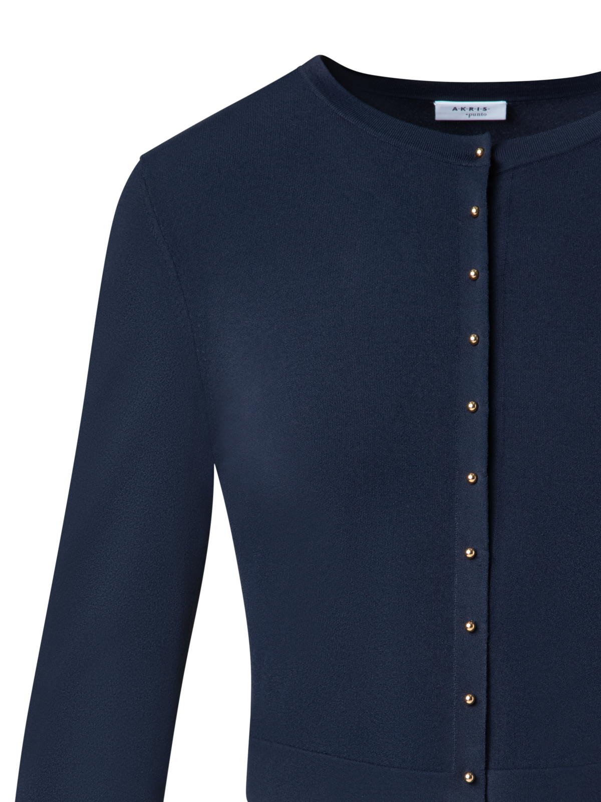 Designer Cropped Cardigan with Gold Buttons - navy - blue