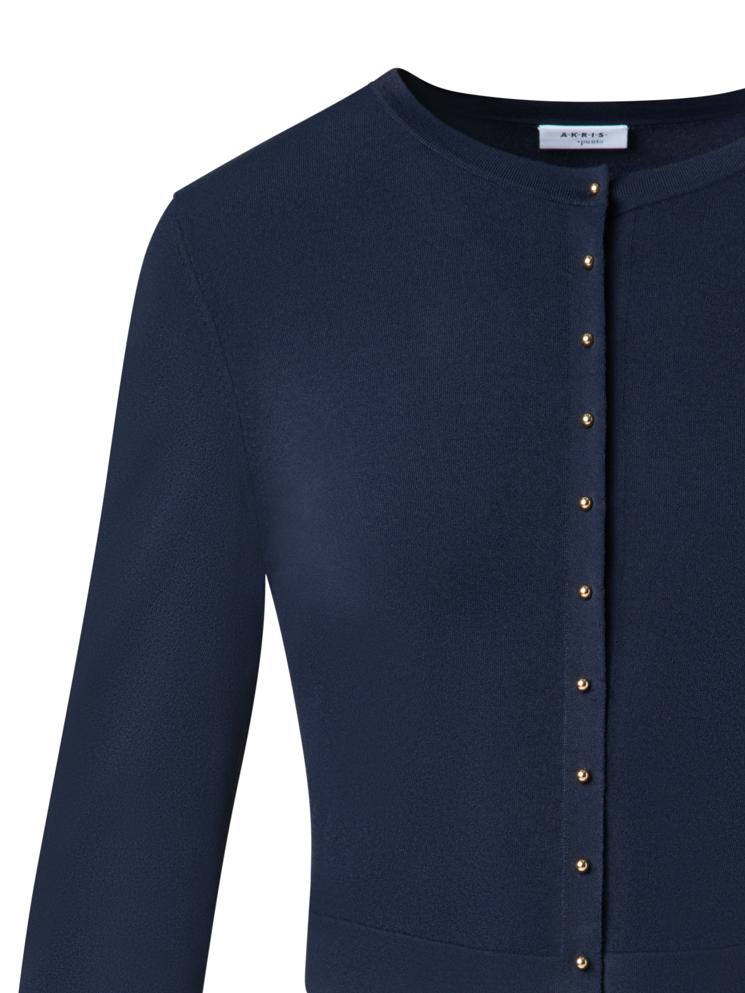 Designer Cropped Cardigan with Gold Buttons - navy - blue