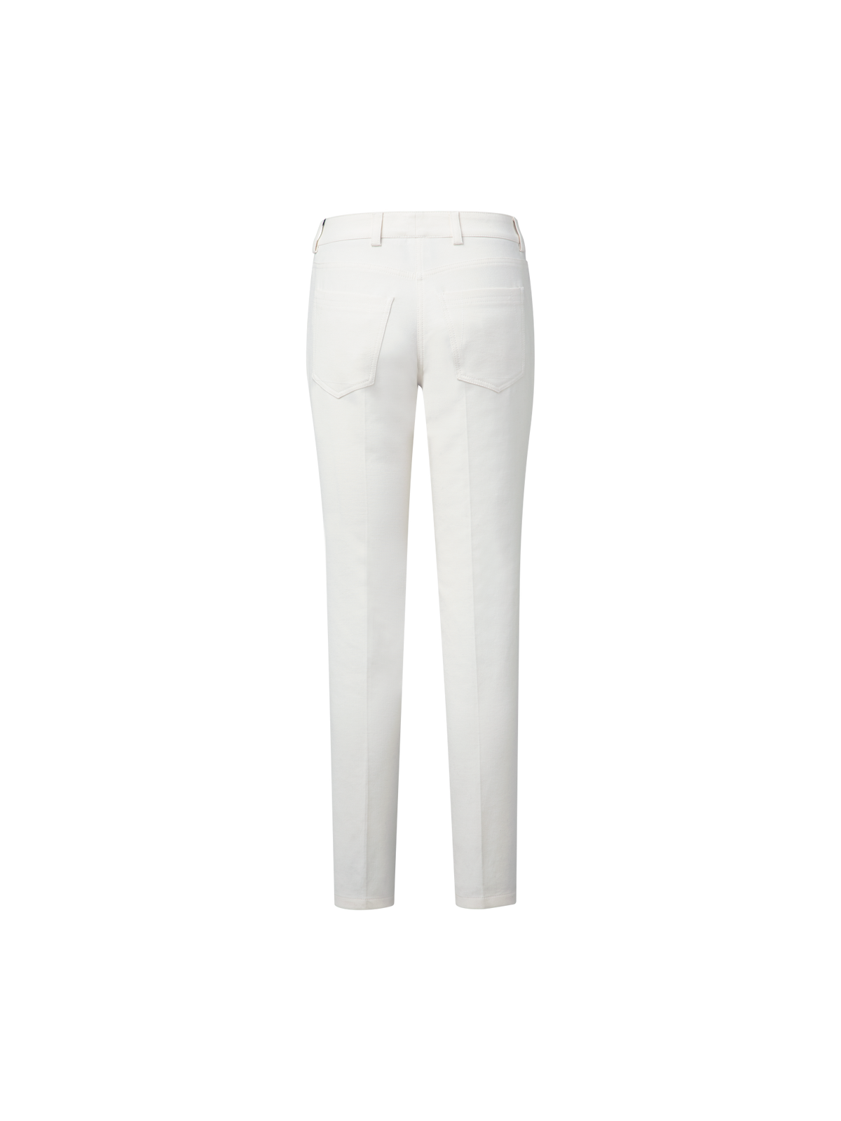 Designer Slim Cotton Denim Stretch Pants - ecru - white