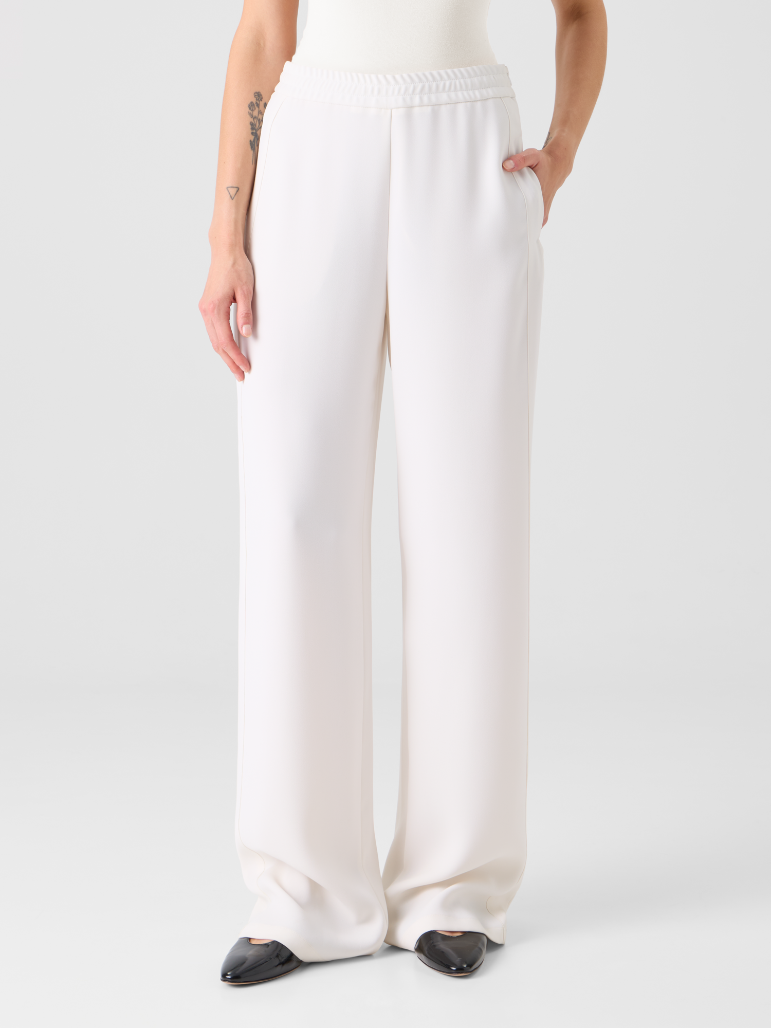 Designer Filibert Relaxed Pants with Elastic Waist - ecru 