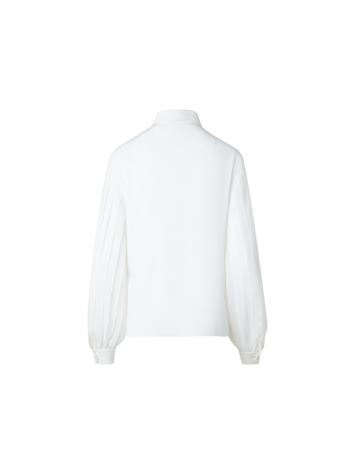 Designer Silk Blouse with Ribbon Sleeves - neutral - ecru - white