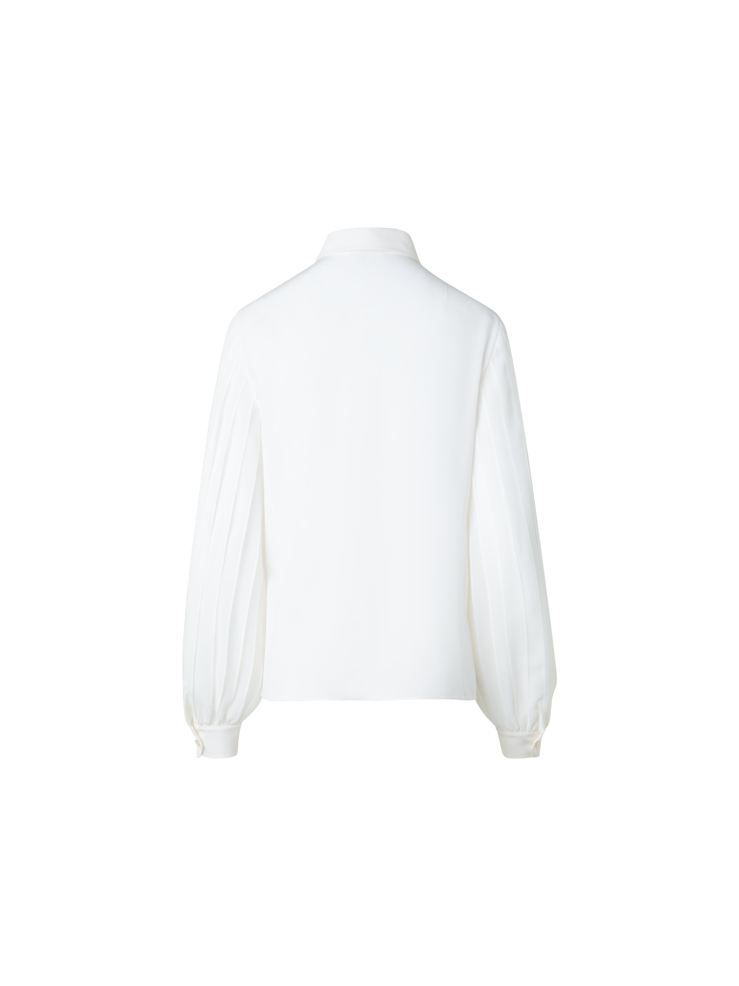 Designer Silk Blouse with Ribbon Sleeves - neutral - ecru - white