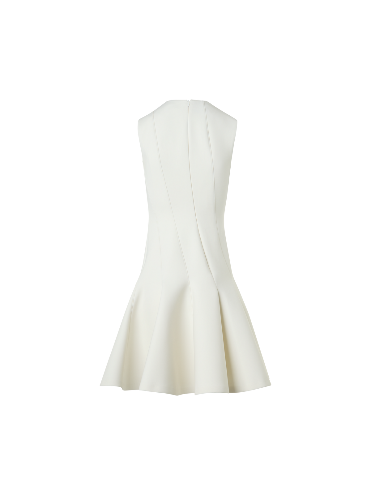 Designer Sleeveless Techno Neoprene Fit-and-Flare Dress - ecru