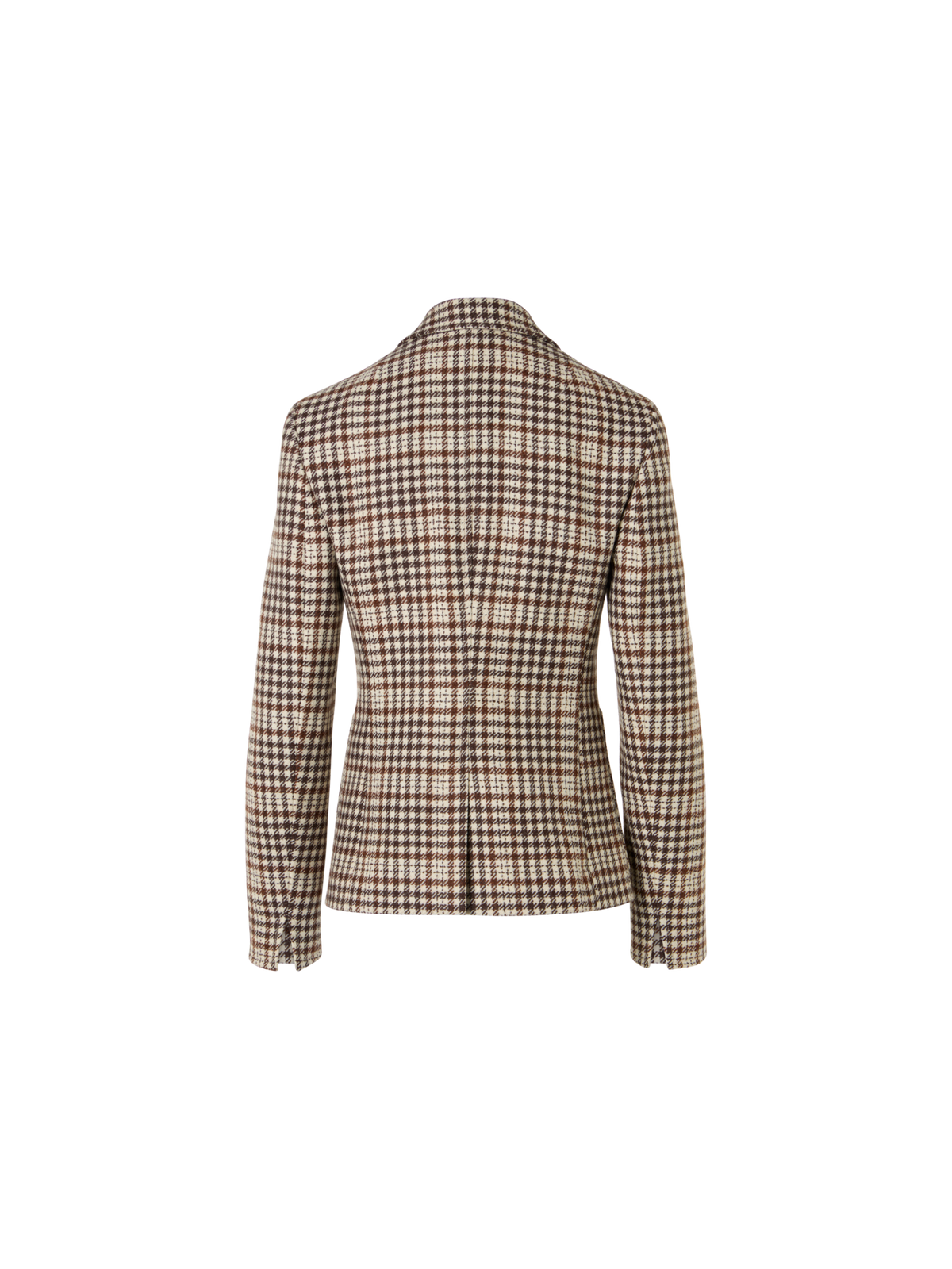Designer Fitted Jacket in Check Wool Blend Tweed - multicolor - brown