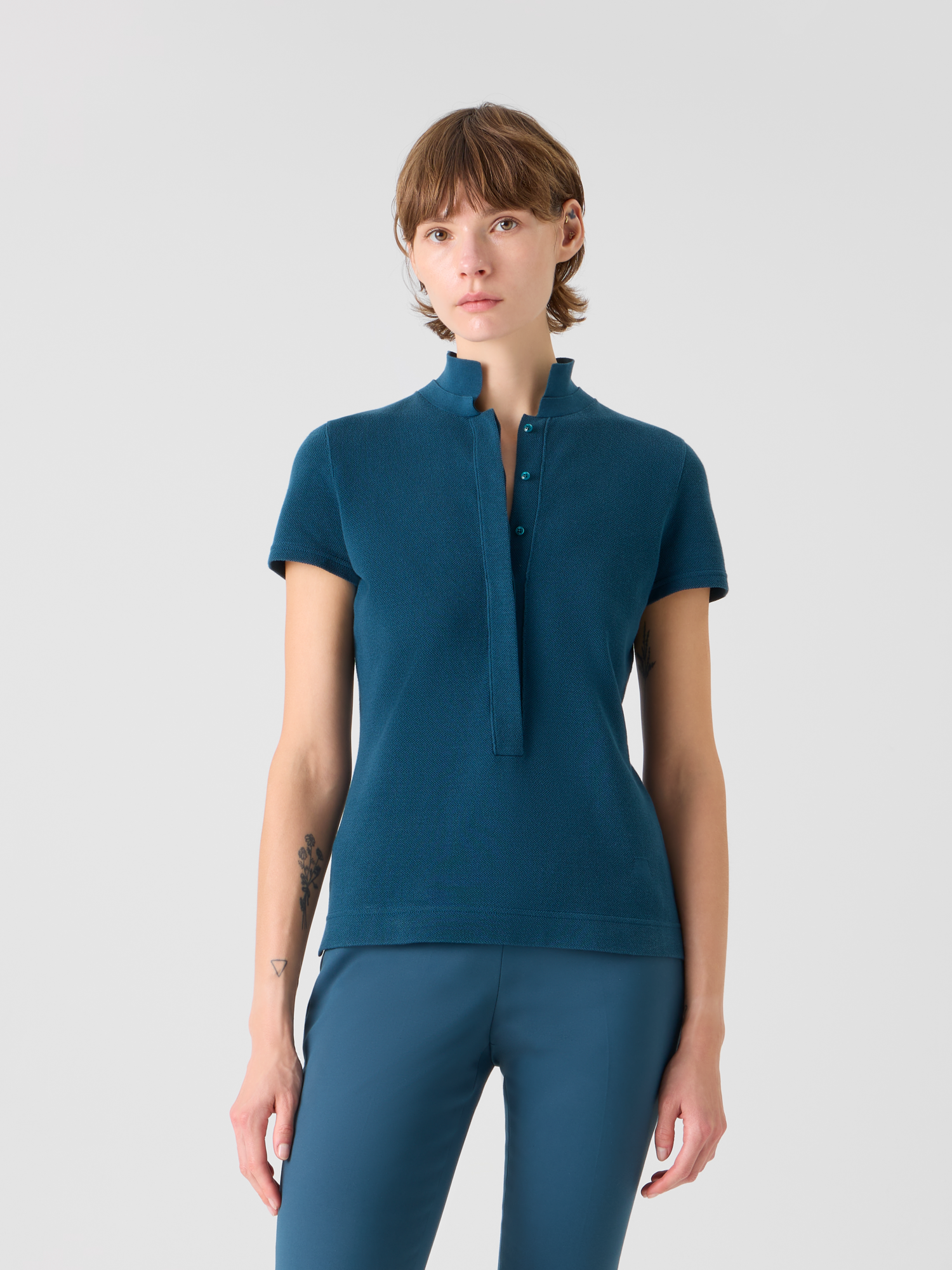 Designer Fitted Cotton Piqué Polo Shirt - green