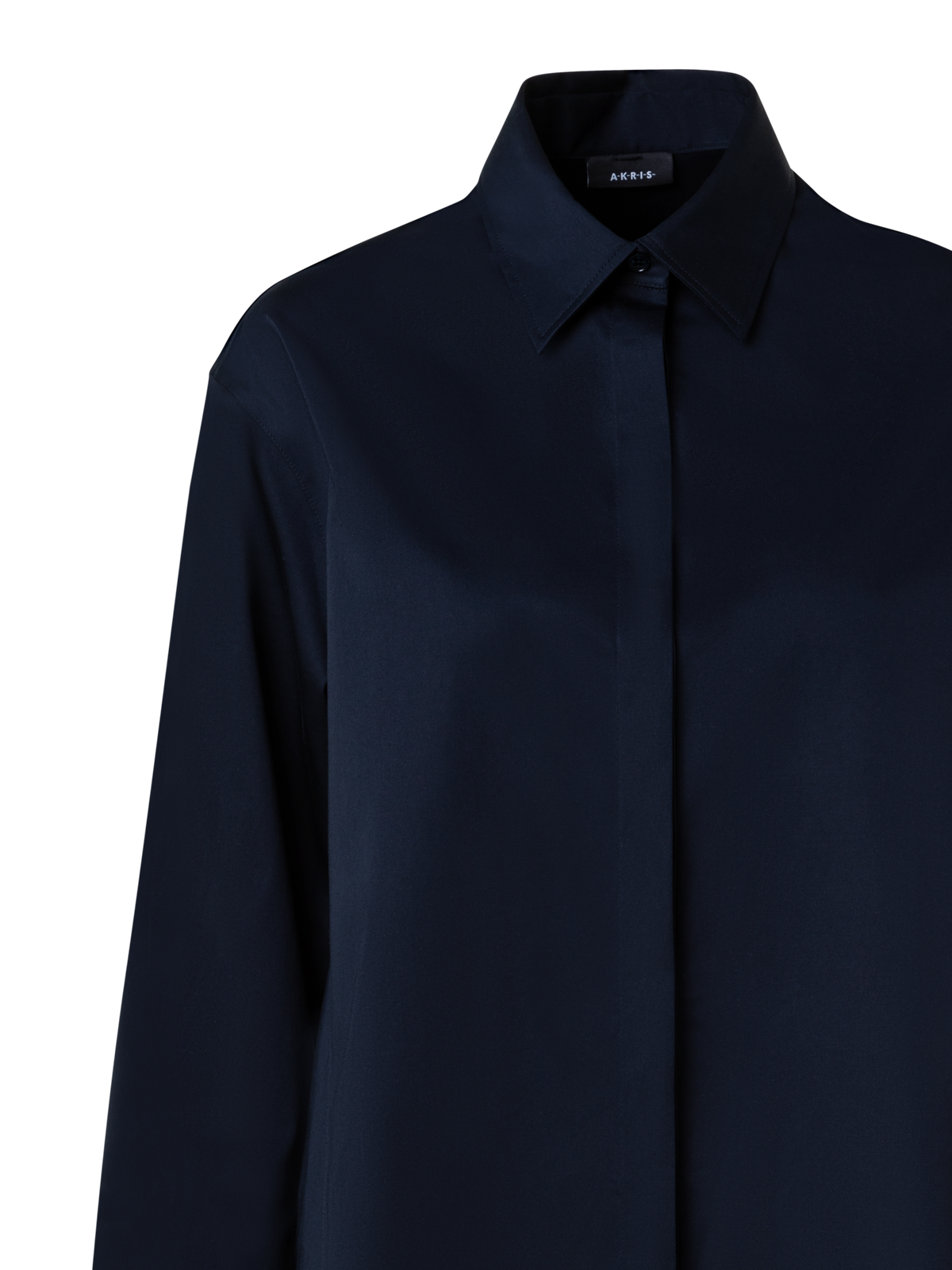Designer Cotton-Gabardine Blouse - navy - blue