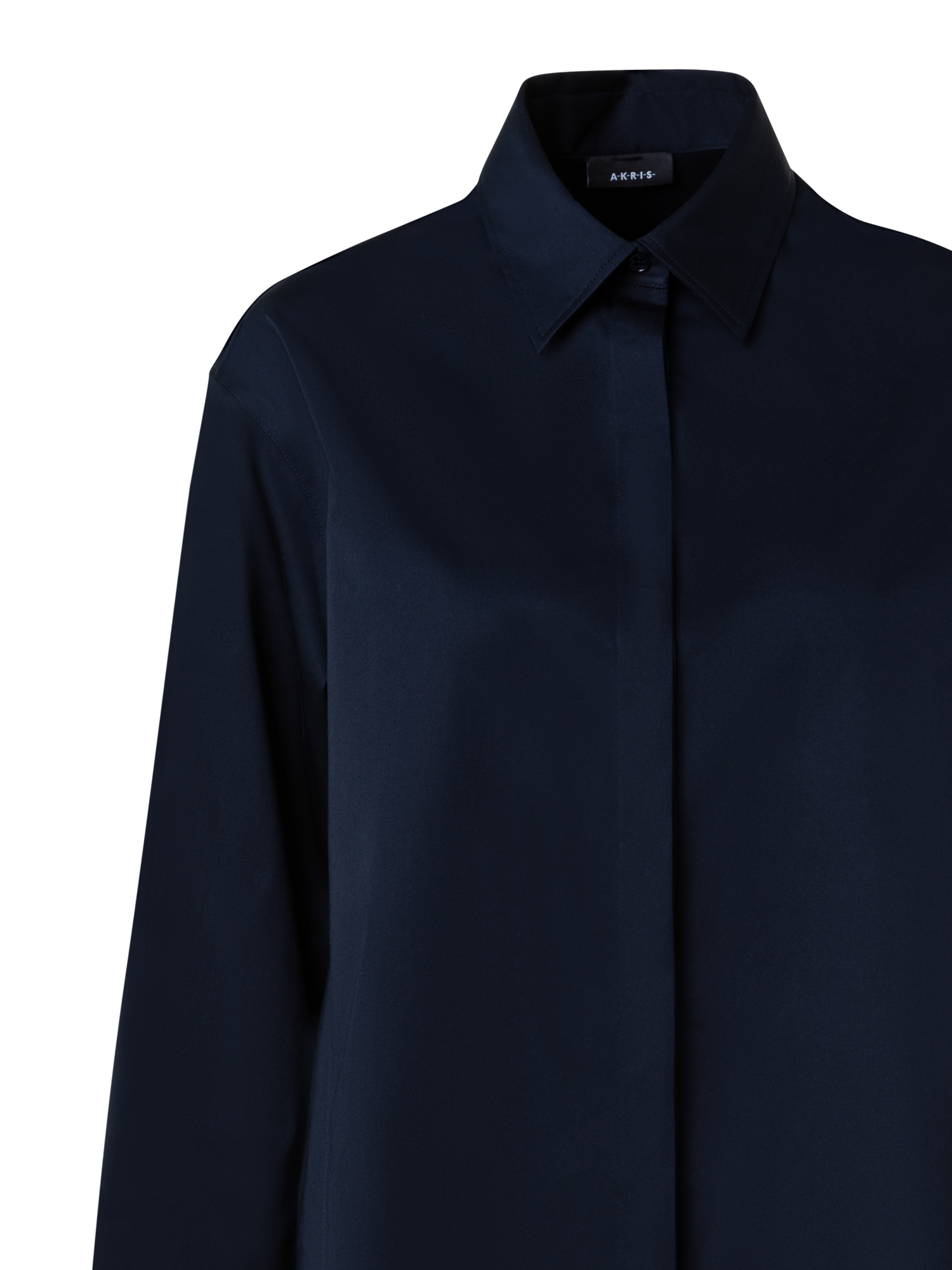 Designer Cotton-Gabardine Blouse - navy - blue