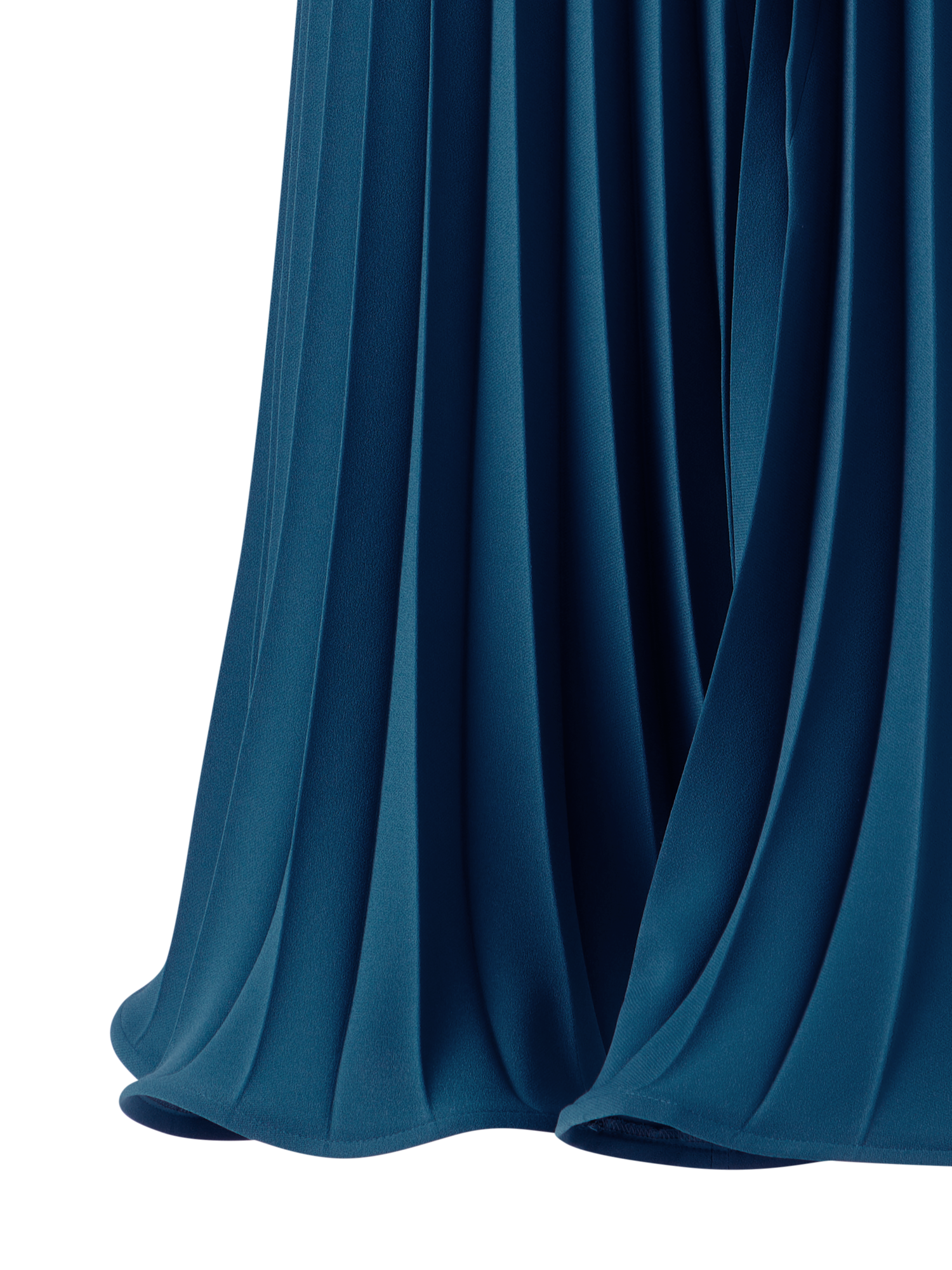 Designer A-Line Plissé Halter Midi Dress - navy