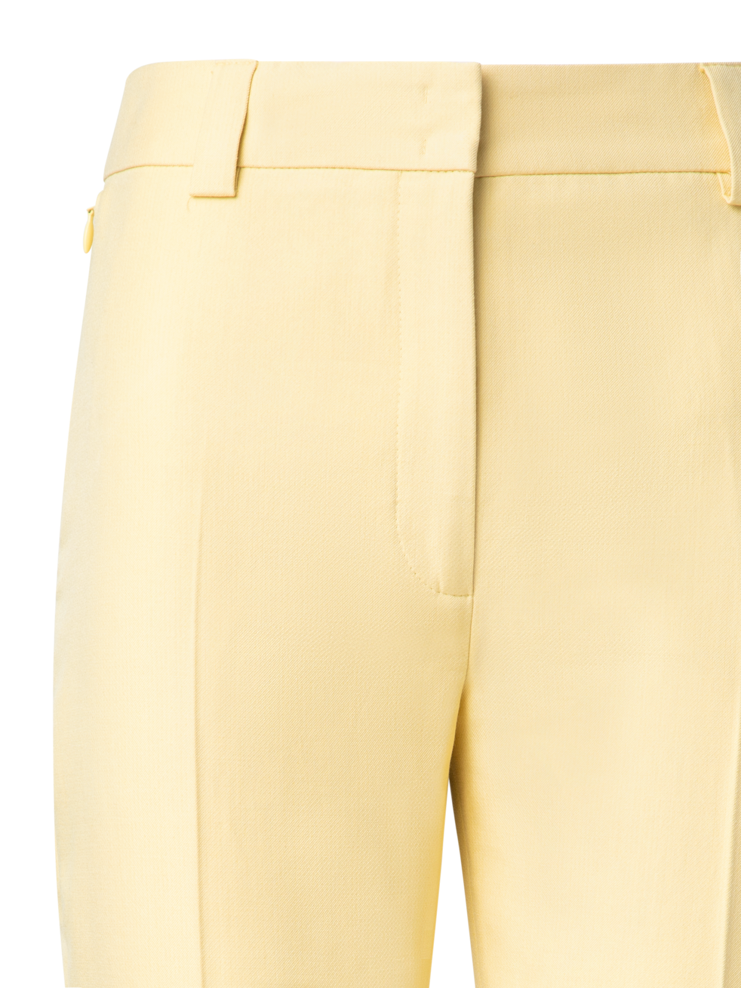 Designer Cropped Tapered Cotton Silk Double-Face Pants - pastel - yellow