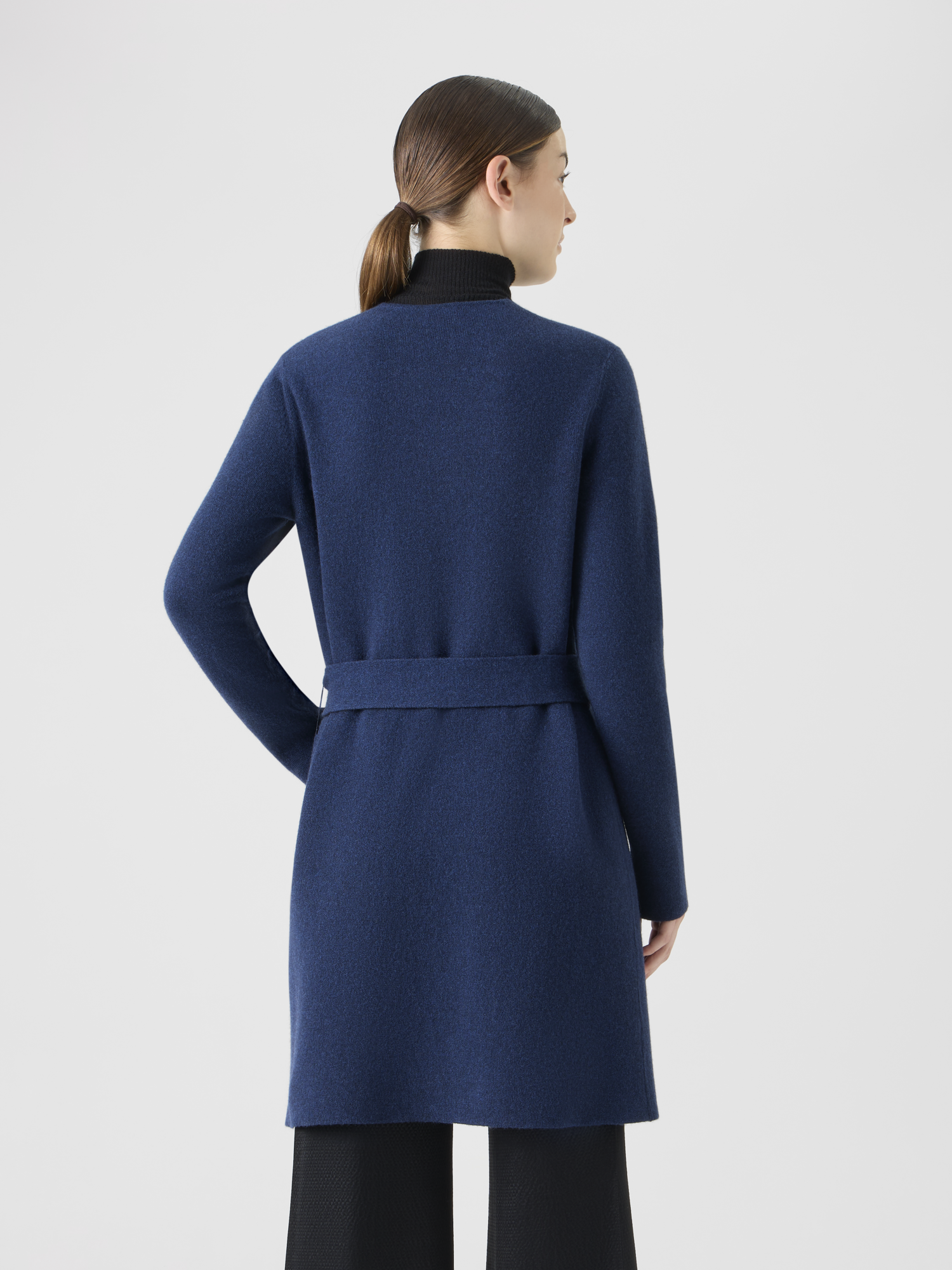 Designer Reversible Cashmere Double-Face Long Cardigan - black - navy 