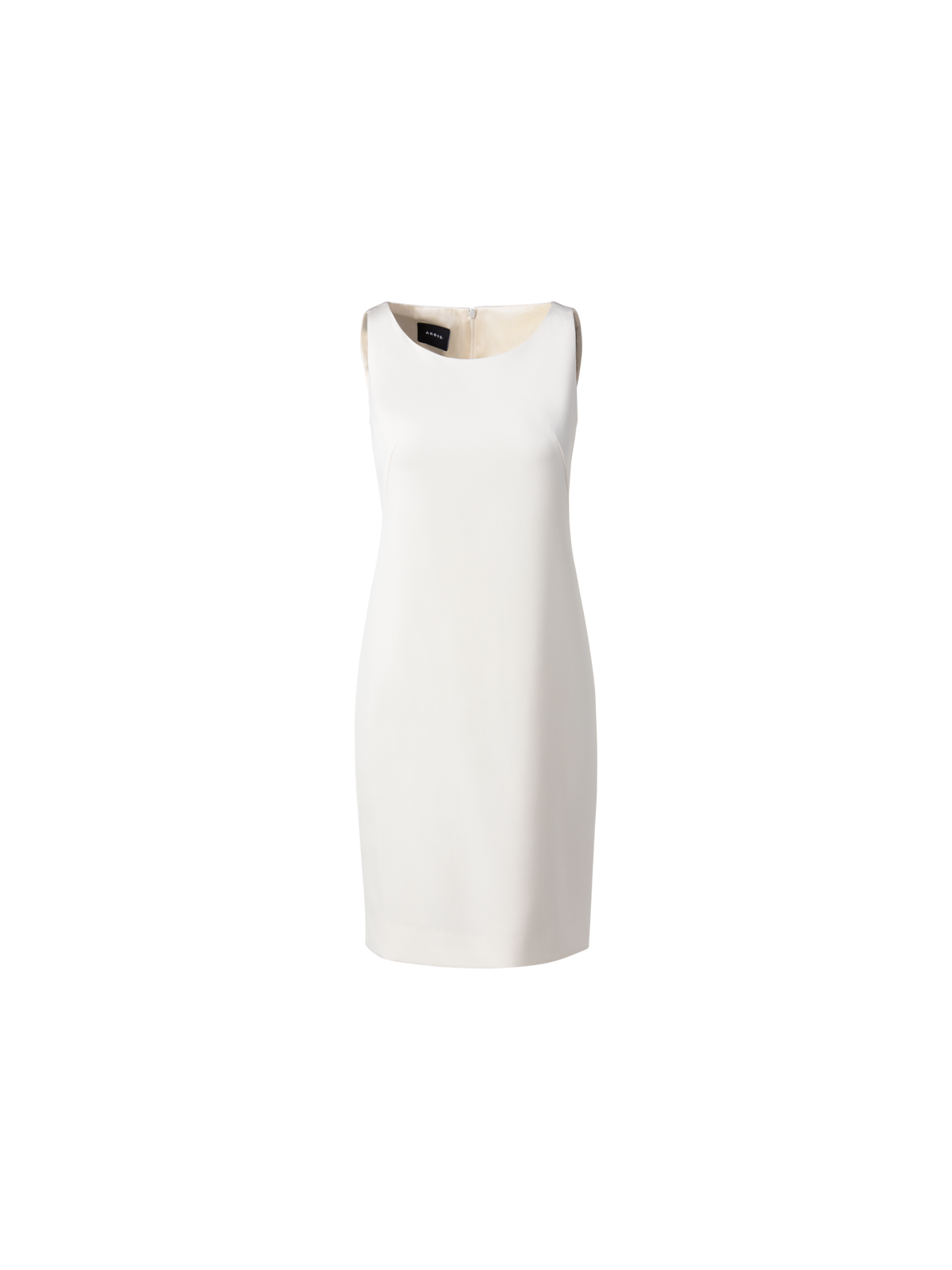 Designer Silk Crêpe Stretch Sheath Dress - ecru - white