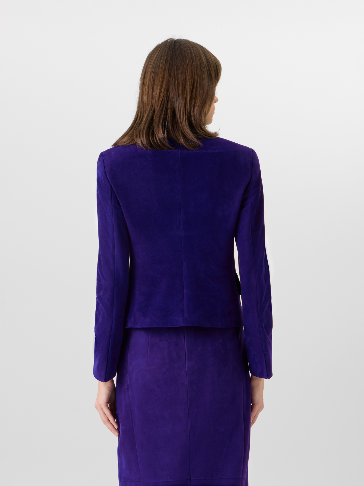 Designer Deva Short Jacket in Suede - purple 