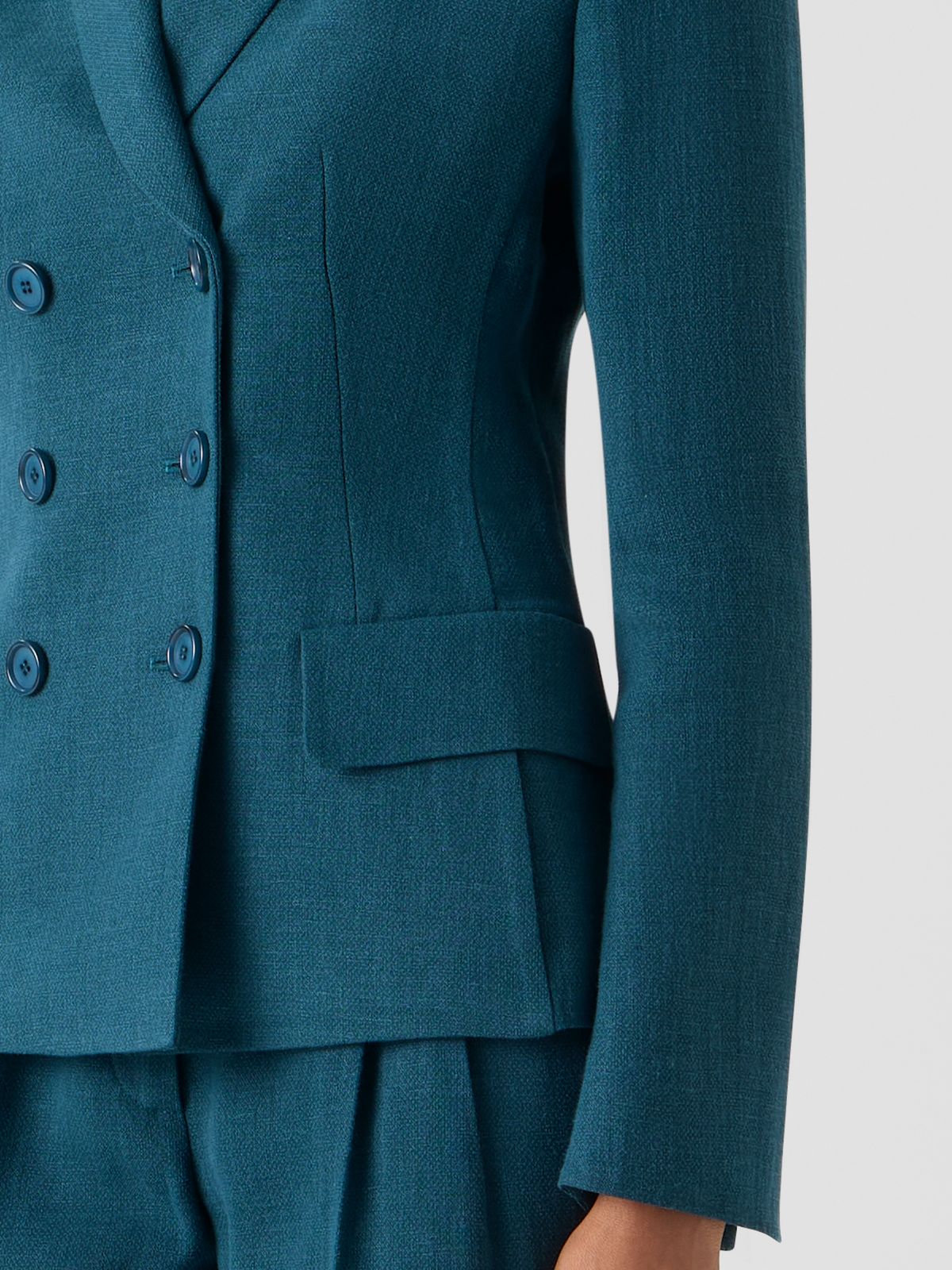 Designer Hannah Fitted Double-Breasted Linen Wool Jacket - green