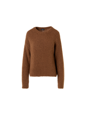 Designer Cashmere Silk Bouclé Sweater - brown