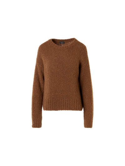 Designer Cashmere Silk Bouclé Sweater - brown