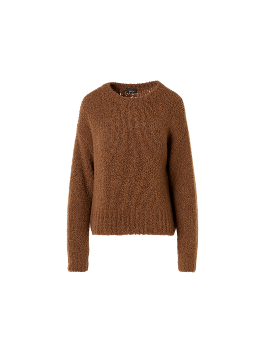 Designer Cashmere Silk Bouclé Sweater - brown