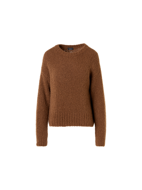 Designer Cashmere Silk Bouclé Sweater - brown