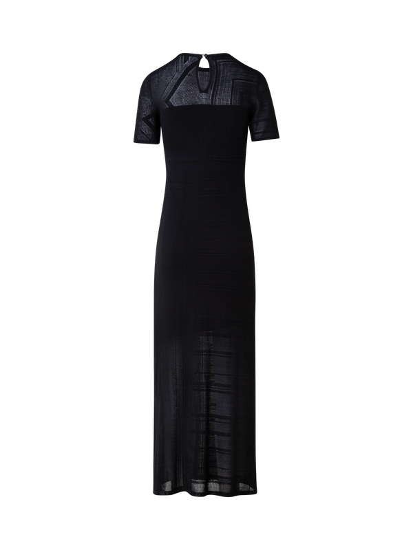 Designer Silk Cotton Knit Lizzi's Lines Midi Dress - black