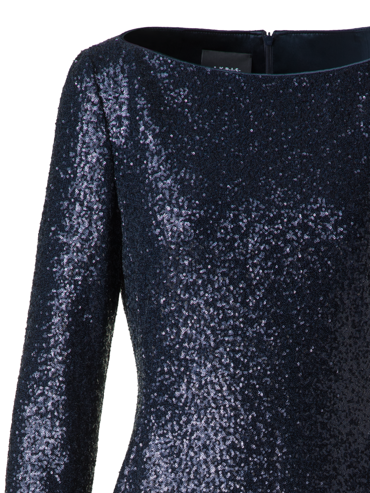 Designer Sequined Sheath Dress in A-Line - navy - blue