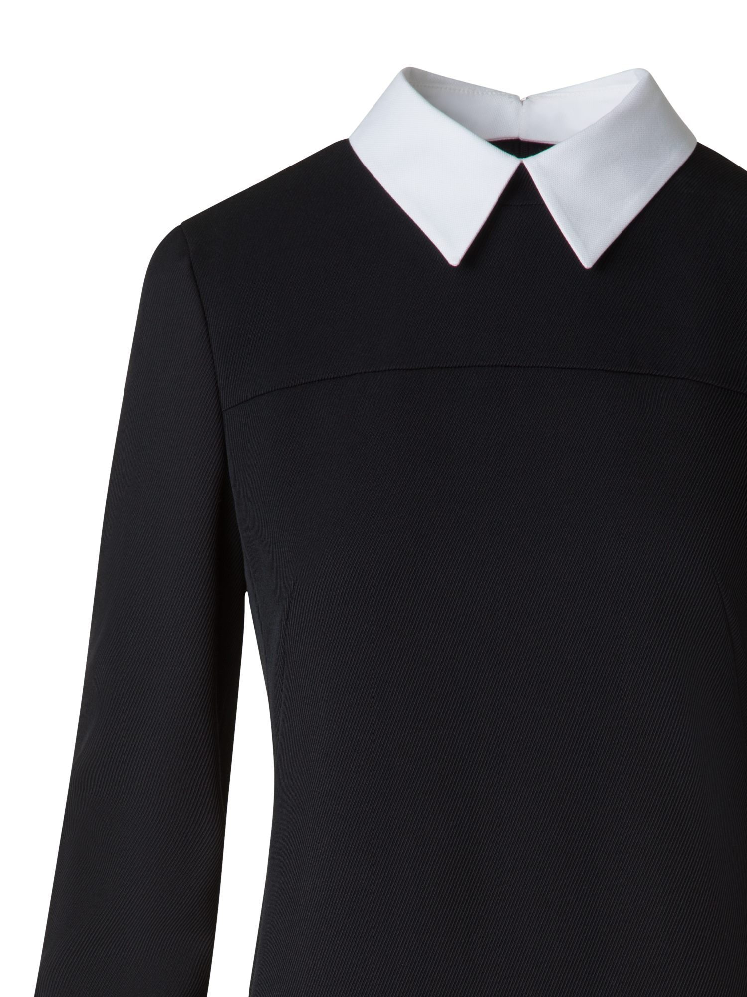 Designer Sheath Dress with Detachable Collar and Cuffs - black - multicolor