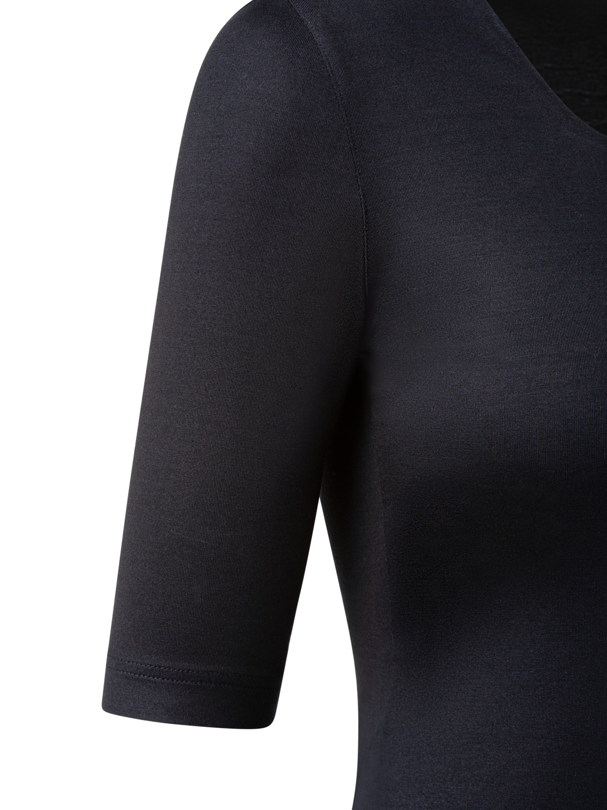 Designer 3/4 Length Sleeve Shirt from Silk Jersey - black