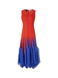 Designer Silk Midi Dress with High Plains Insets - multicolor - red