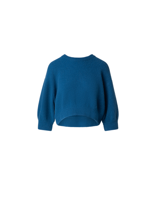 Designer Boxy Cashmere Knit Sweater - blue