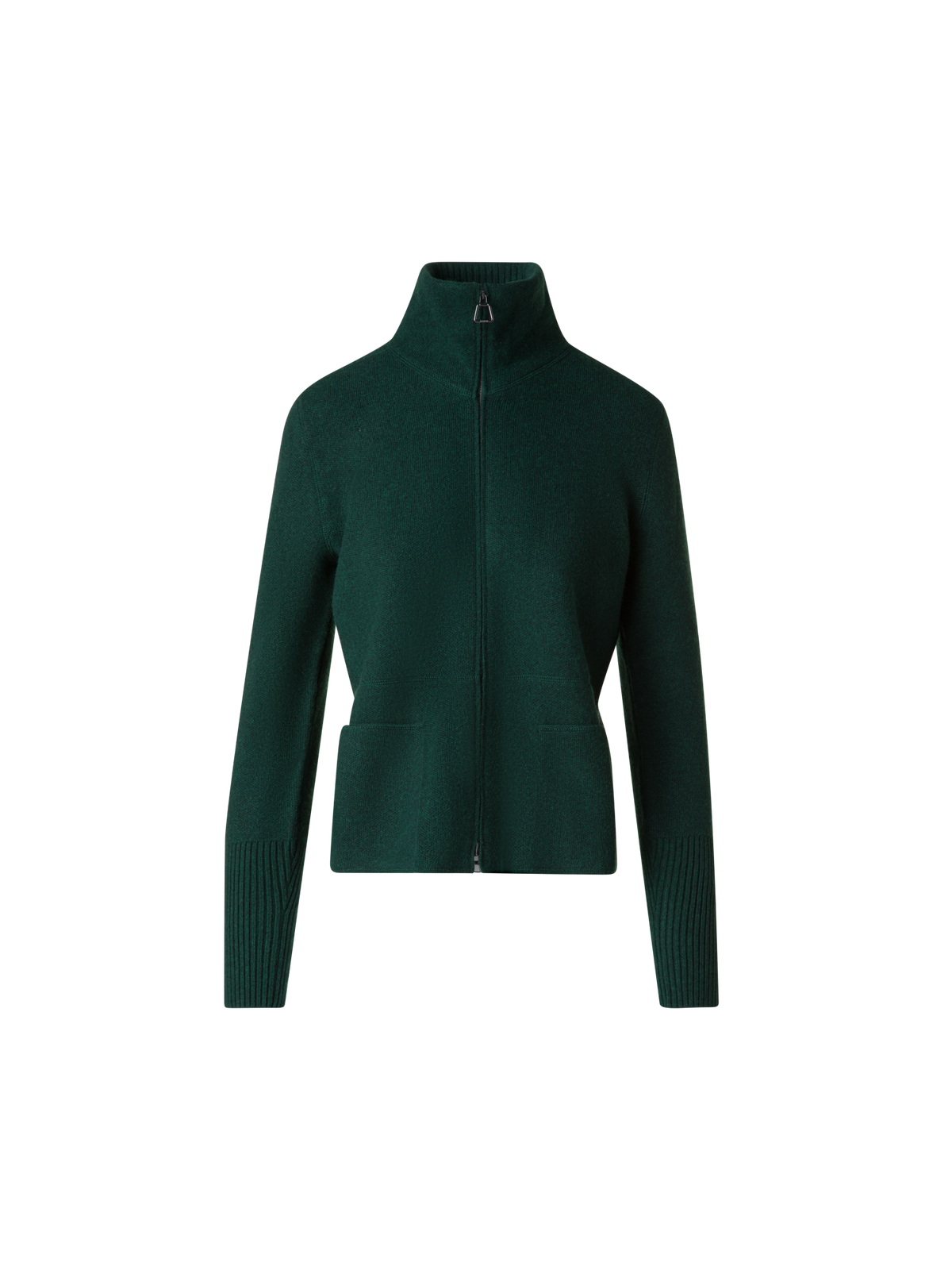 Designer Cardigan in Cashmere Pique Knit  - green