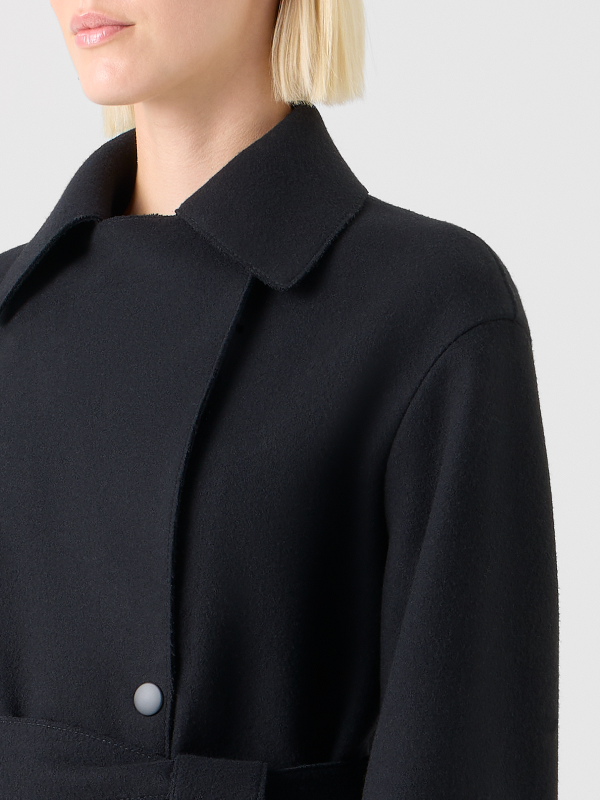 Designer Fringed Felted Wool Trench Coat - black #editorial