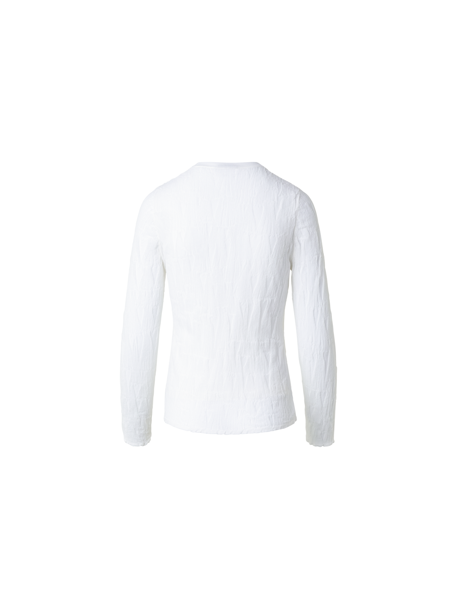Designer Asagao Knit Sweater with Semi-Sheer Sleeve - ecru