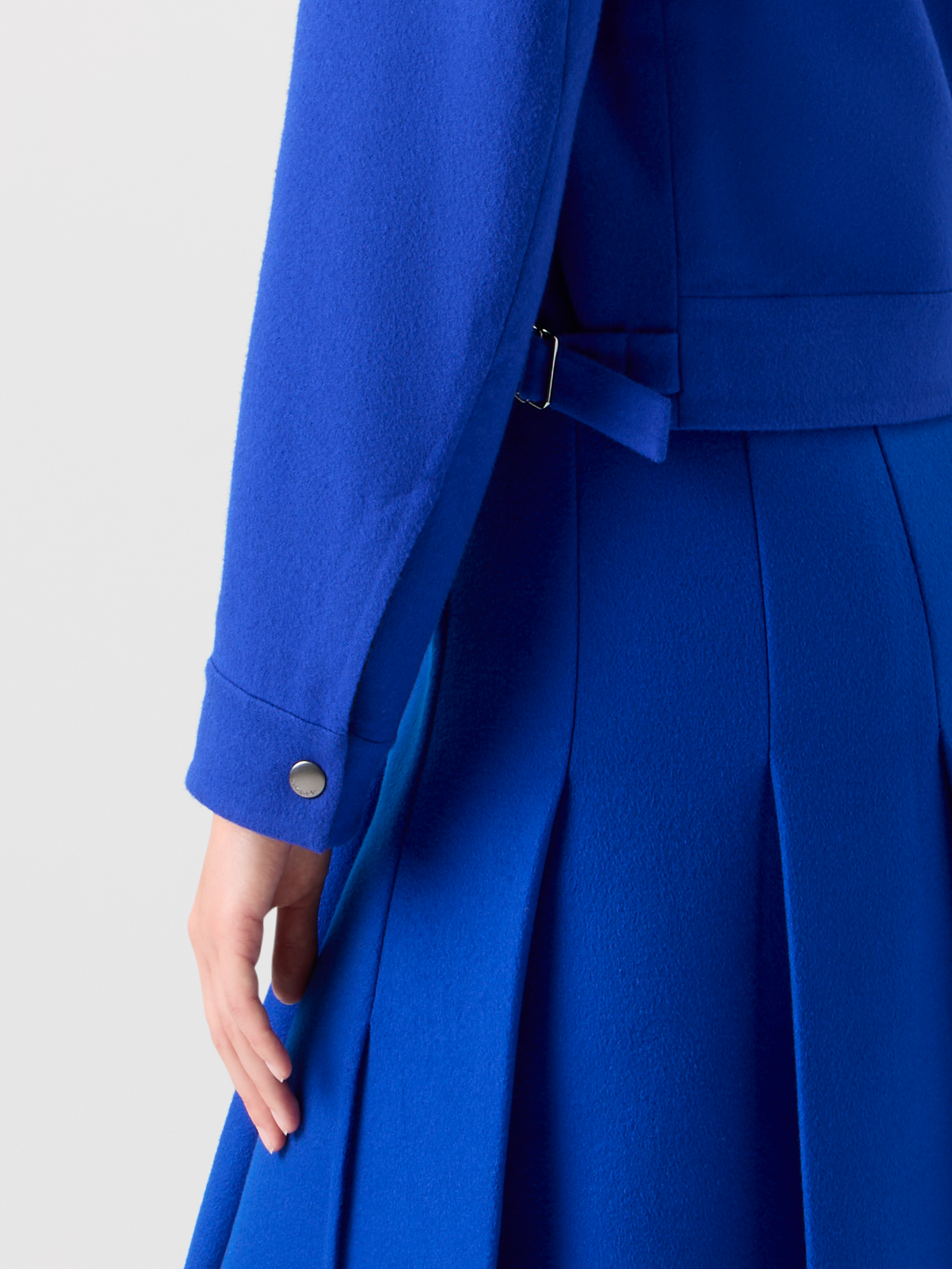 Designer Short Wool Flannel Double-Face Blouson Jacket - blue 