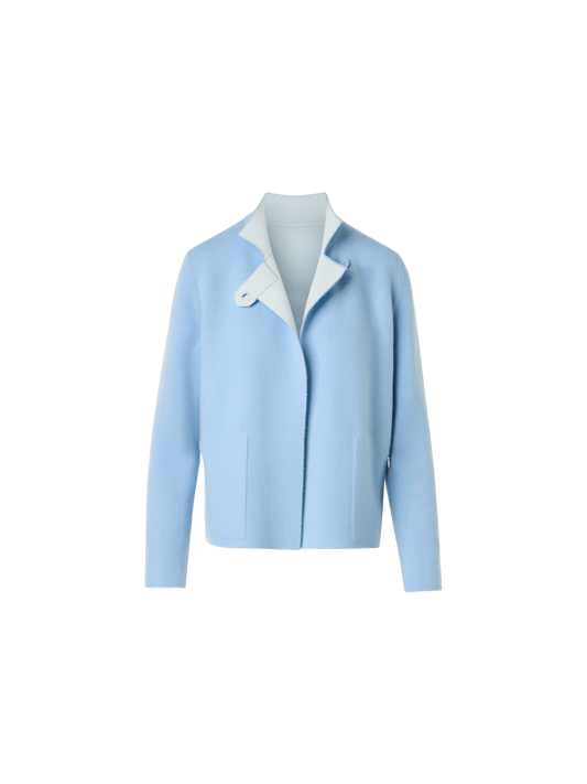 Designer Reversible Cashmere Double-Face Jacket - blue - ecru