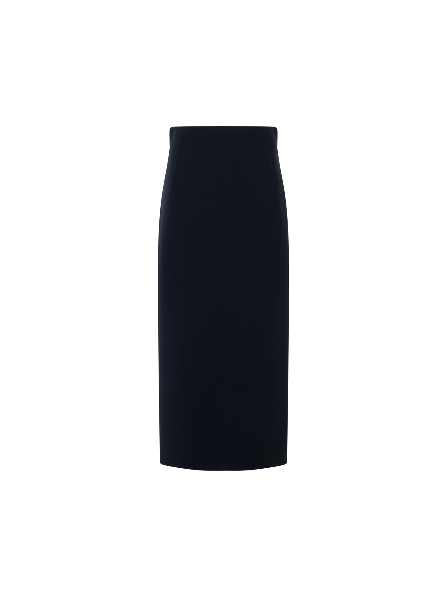 Designer Wool Bi-Stretch Double-Face Midi Pencil Skirt - black