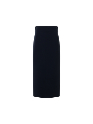 Designer Wool Bi-Stretch Double-Face Midi Pencil Skirt - black