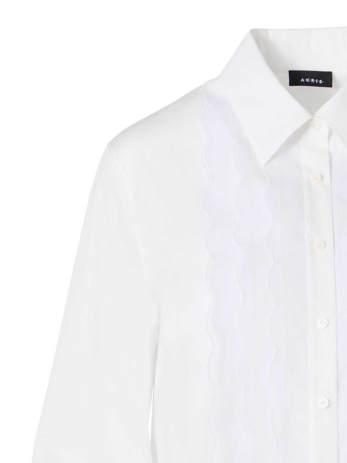 Designer Long-Sleeve Cotton Poplin Blouse - ecru