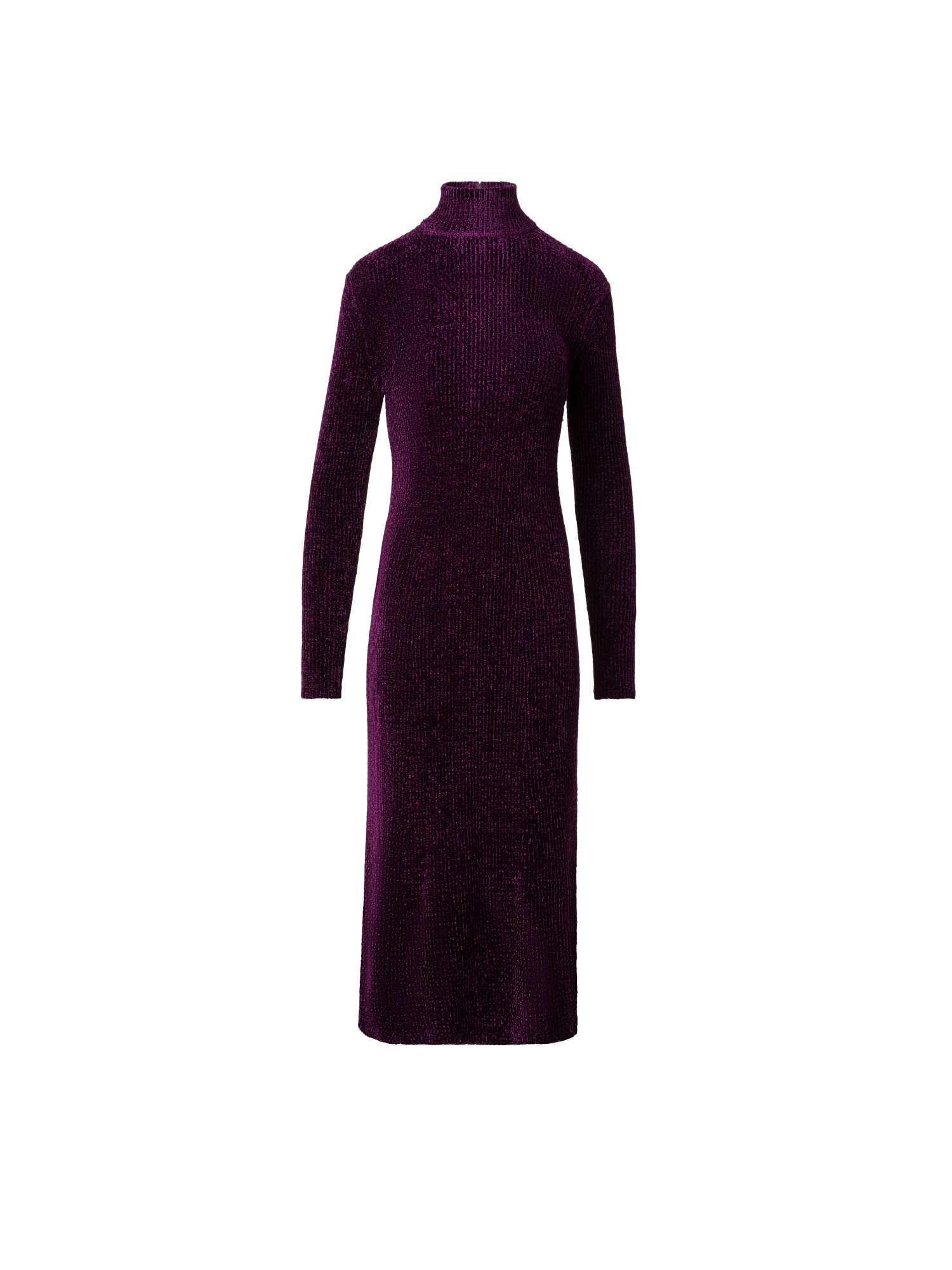 Designer Long Sleeve Chenille Rib Tube Dress - purple