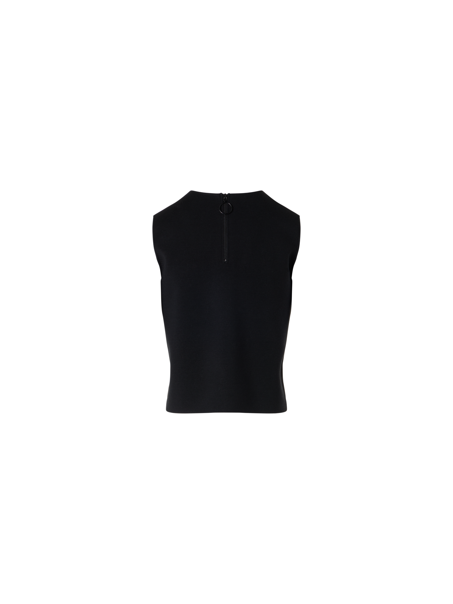 Designer Sleeveless Mixed-Media Knit Top - black
