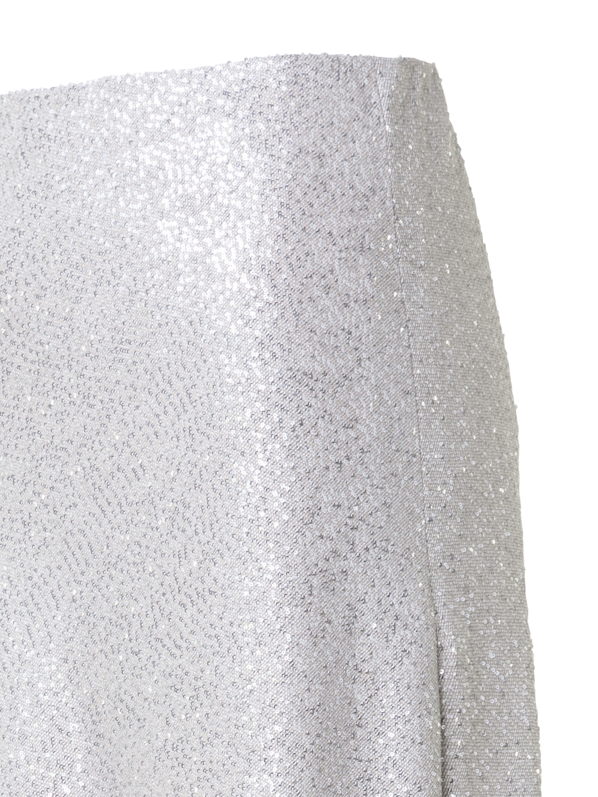 Designer Long Linen Blend Skirt with Sequins - grey