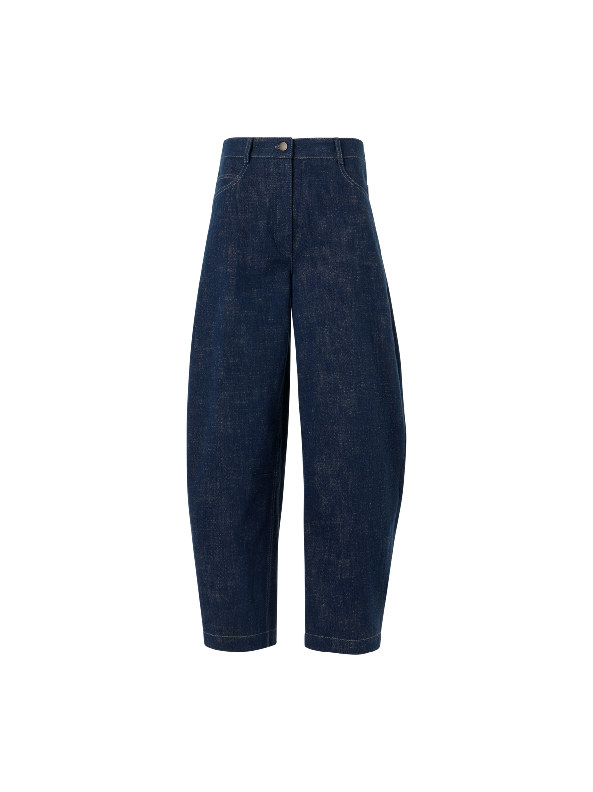 Designer Barrel Leg Pants in Brushed Winter Denim - navy