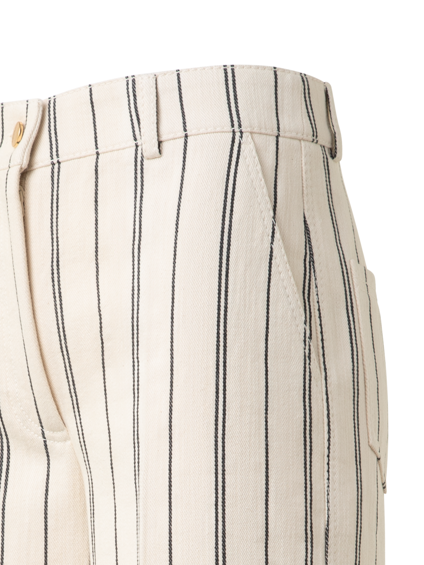 Designer Striped Light Cotton Culotte Pants - neutral - multicolor - ecru - white