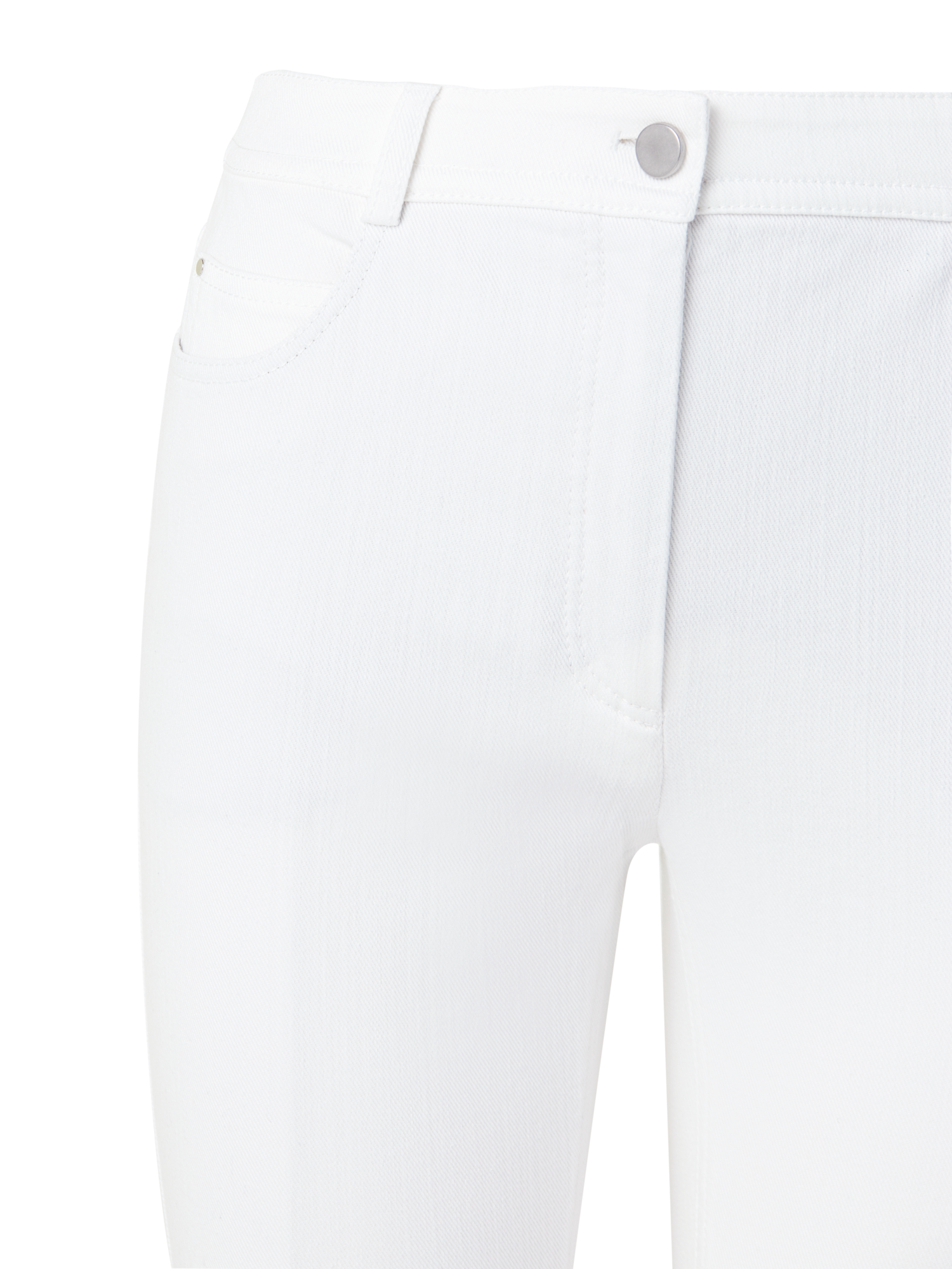 Designer Cropped Straight Cotton Denim Stretch Pants - ecru - white