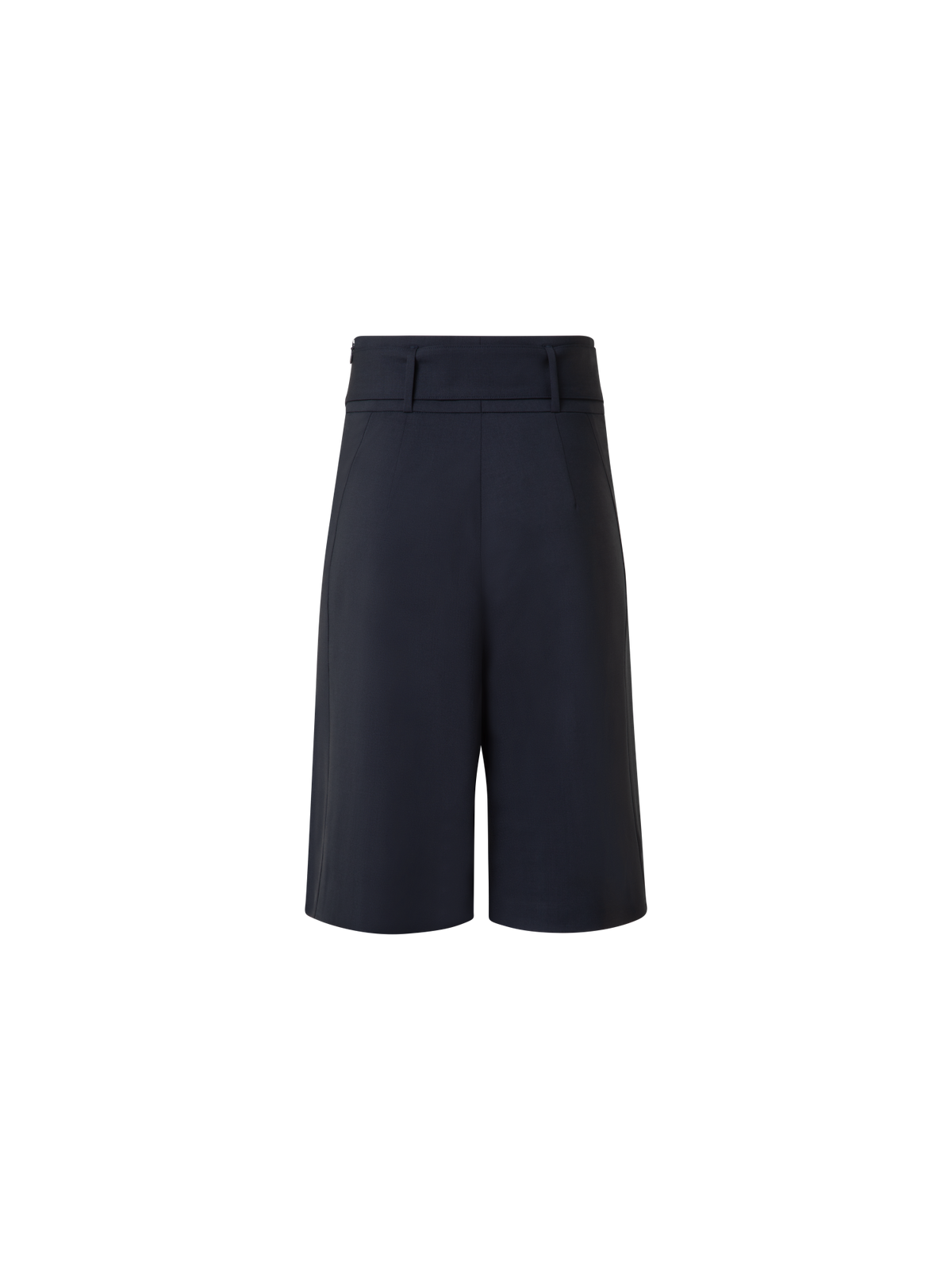 Designer Wide Cool Wool Bermuda Shorts - navy