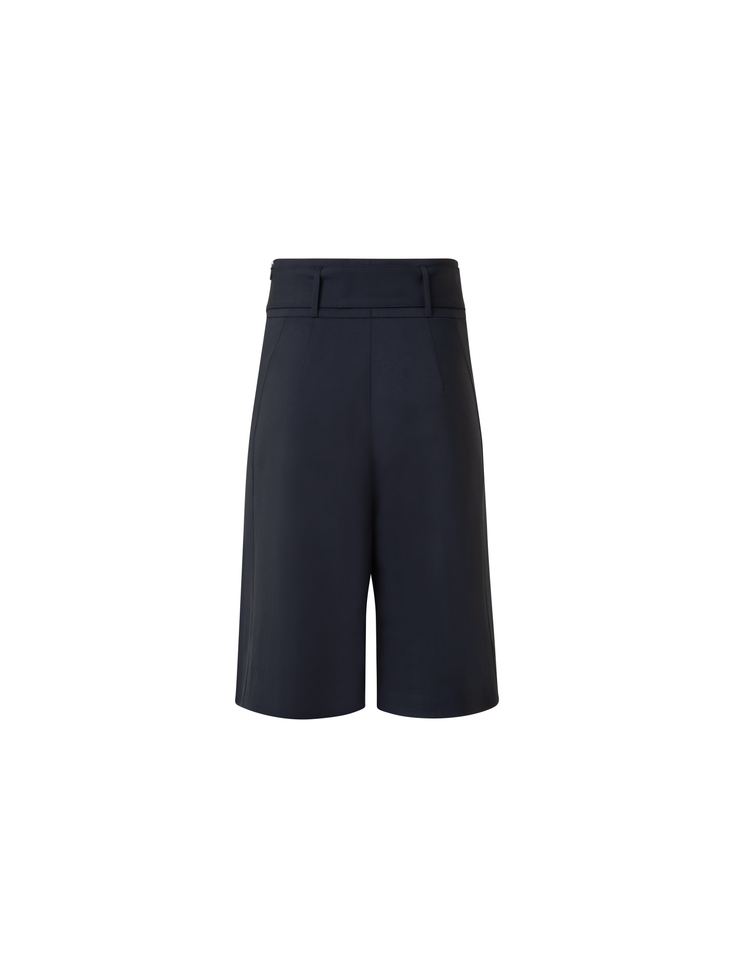Designer Wide Cool Wool Bermuda Shorts - navy