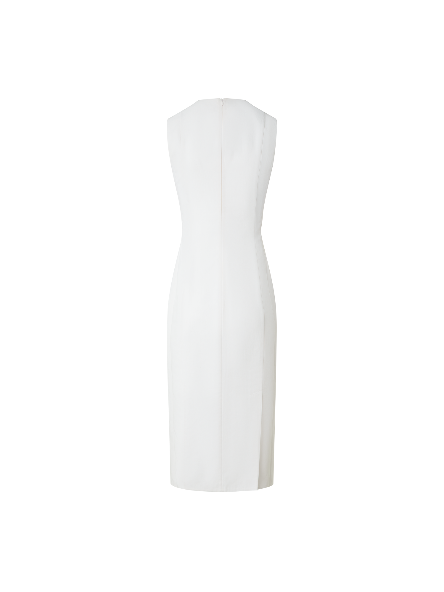 Designer Fitted Cotton Double-Face Sheath Dress - neutral - ecru - white