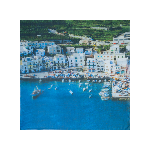 Cotton Silk Scarf with Marina Grande Print