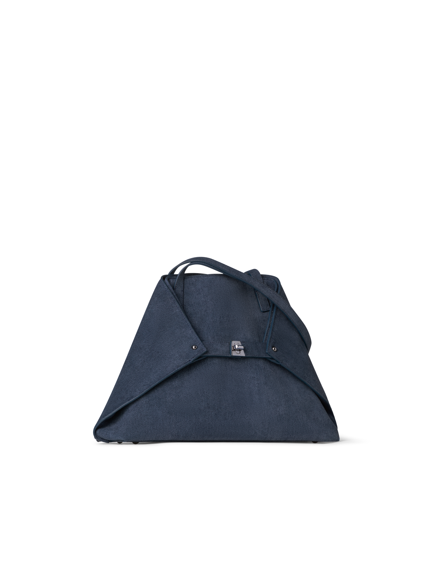 Designer Ai Small Shoulder Tote - navy - blue