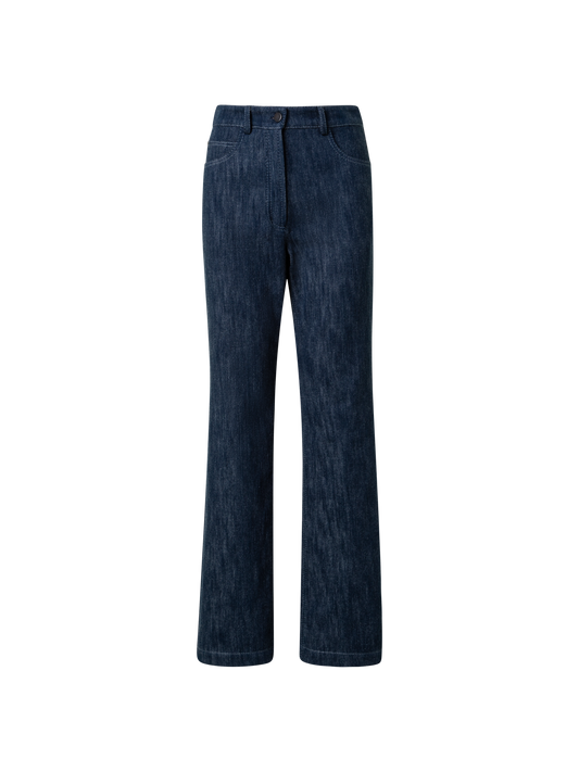 Designer Straight Cotton Wool Denim Pants - navy - blue