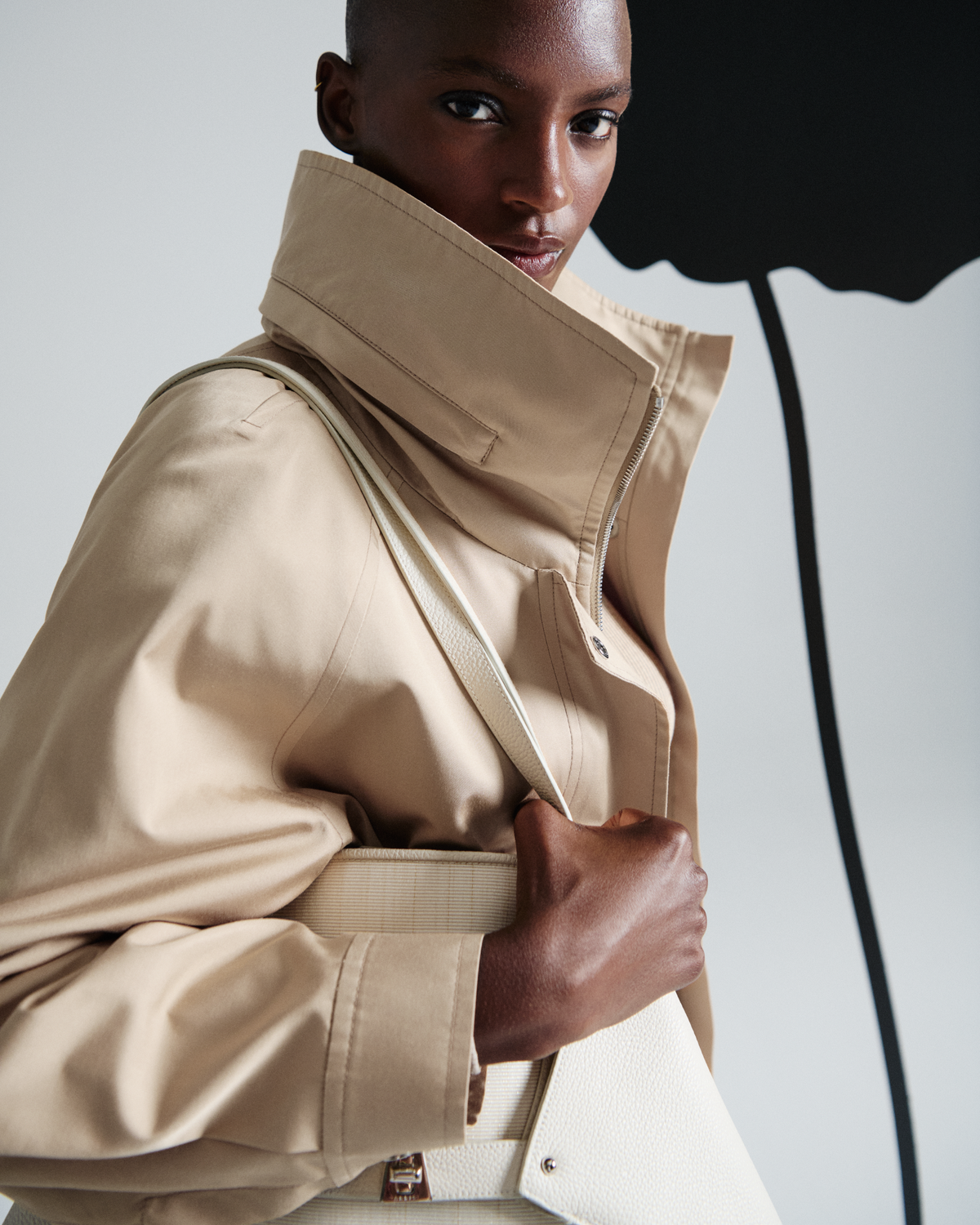 Designer Oversized Water-Resistant Silk Parka - neutral - pastel - beige #editorial
