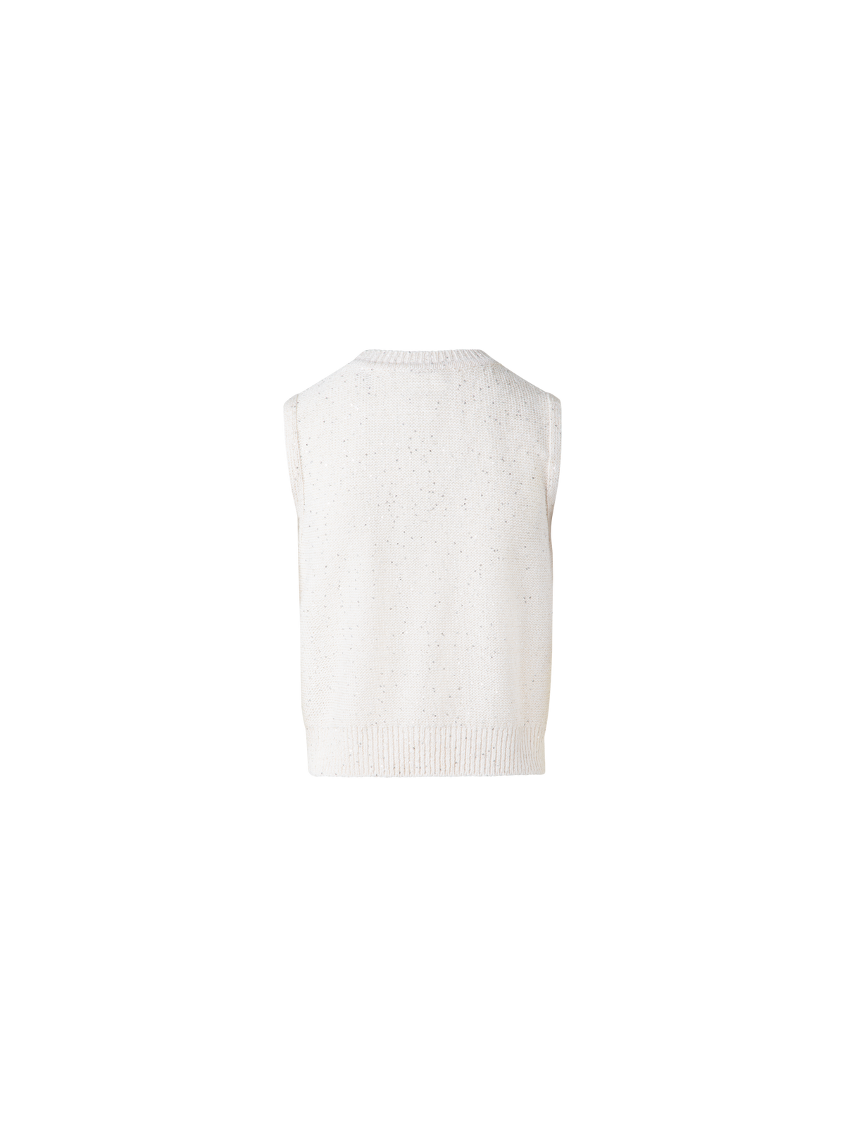 Designer Sleeveless Linen Cotton Knit Top with Sequins - neutral - pastel - beige